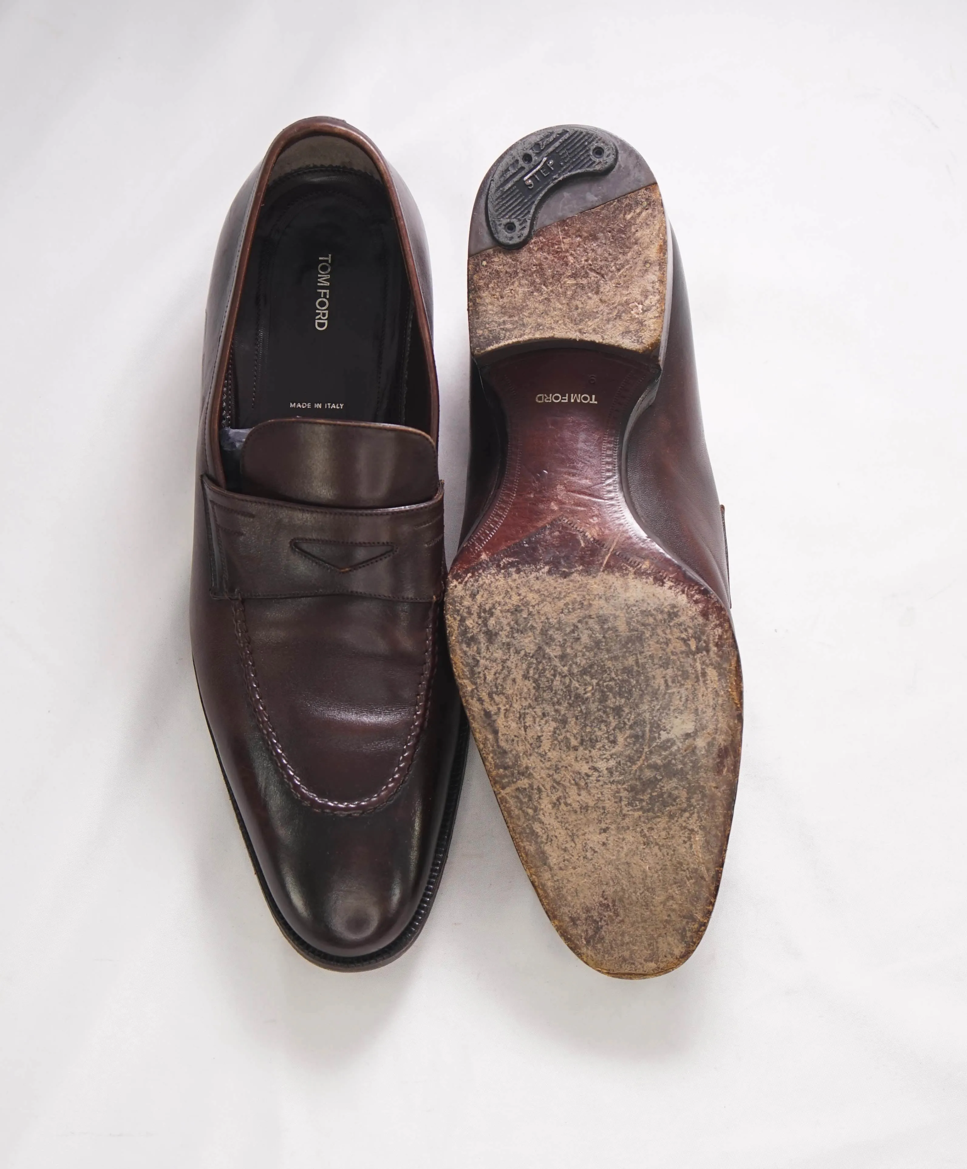 $1,790 TOM FORD - Brown Penny Round Toe Apron Loafers - 10 US (9 UK Stamped on shoe)