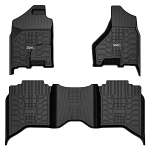 3W 2013-2018 Dodge Ram 1500/2500/3500 Crew Cab, 2019-2024 Dodge Ram 1500 Classic Crew Cab Custom Floor Mats  Thorex™ All-Weather Protection