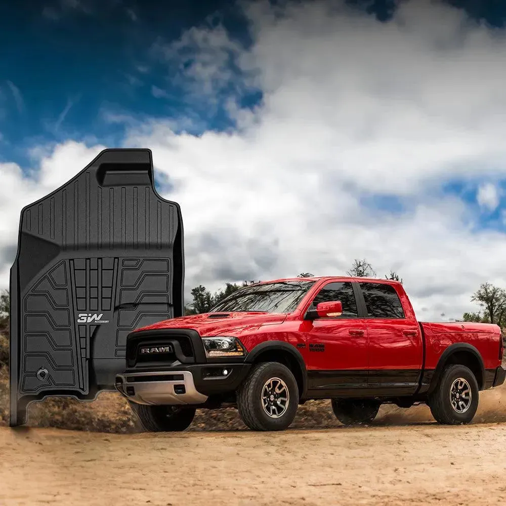 3W 2013-2018 Dodge Ram 1500/2500/3500 Crew Cab, 2019-2024 Dodge Ram 1500 Classic Crew Cab Custom Floor Mats  Thorex™ All-Weather Protection