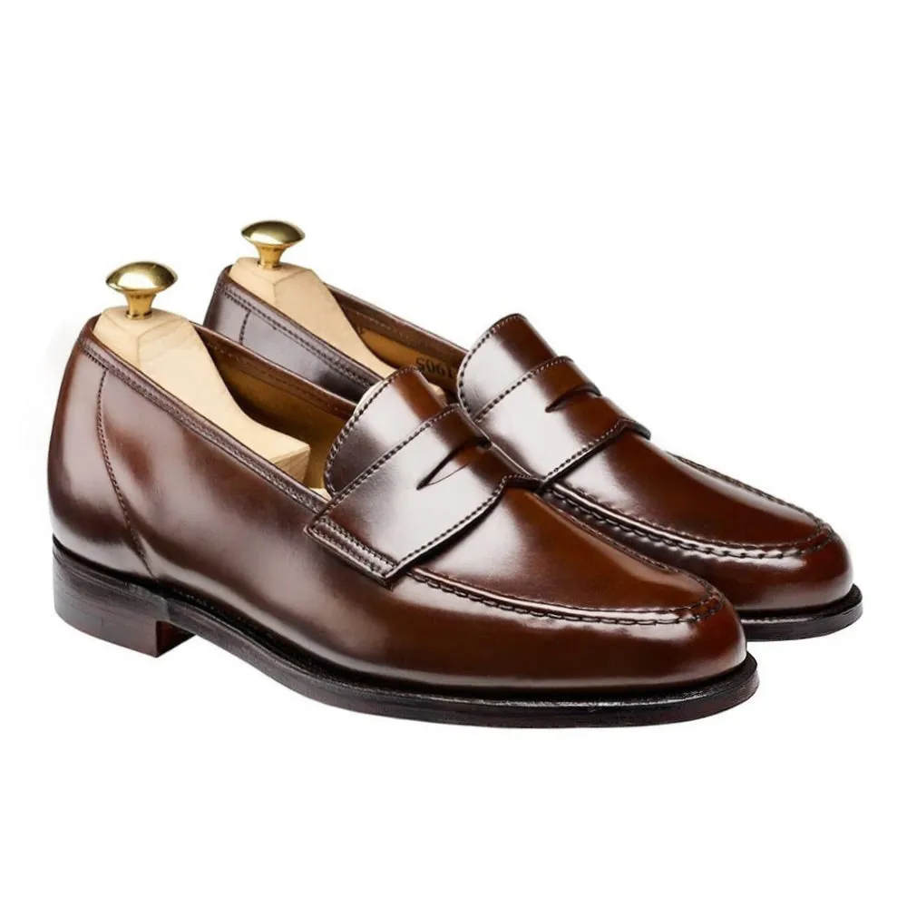 6CM/2.36 Inches CMR CHAMARIPA CMR CHAMARIPA Men's Dark Brown Cordovan Penny Loafers