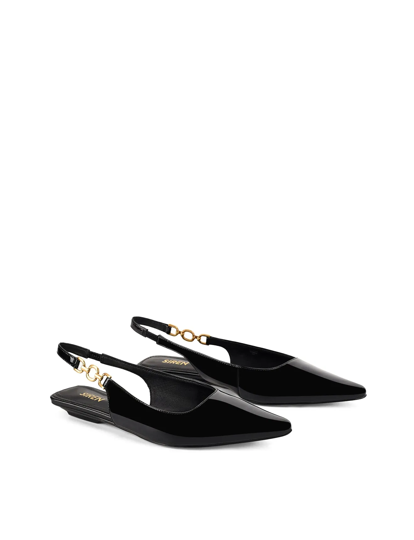 Alana Slingback Flats  - Black Patent Leather