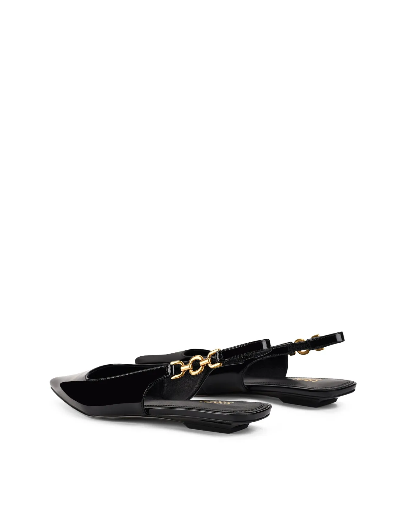Alana Slingback Flats  - Black Patent Leather