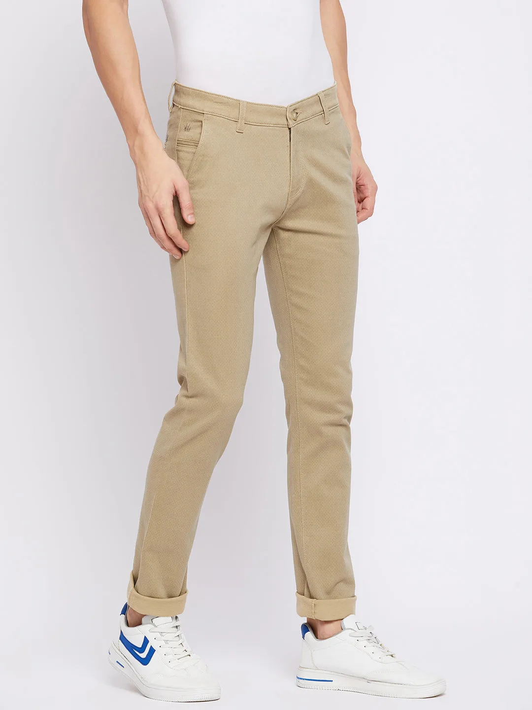 Beige Printed Trousers