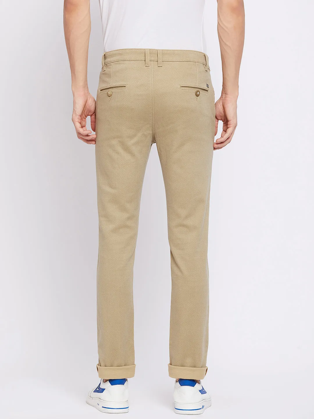 Beige Printed Trousers