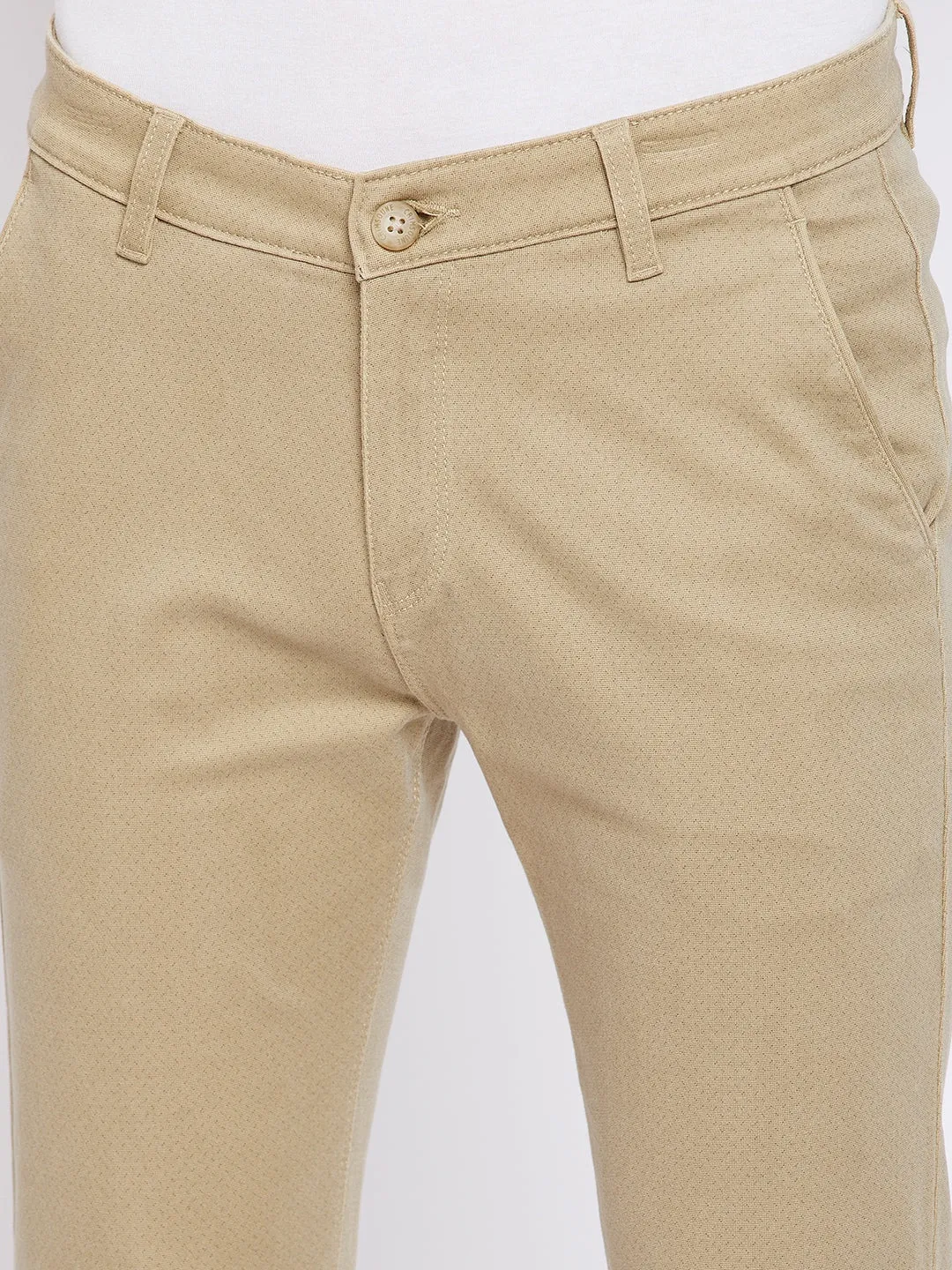 Beige Printed Trousers