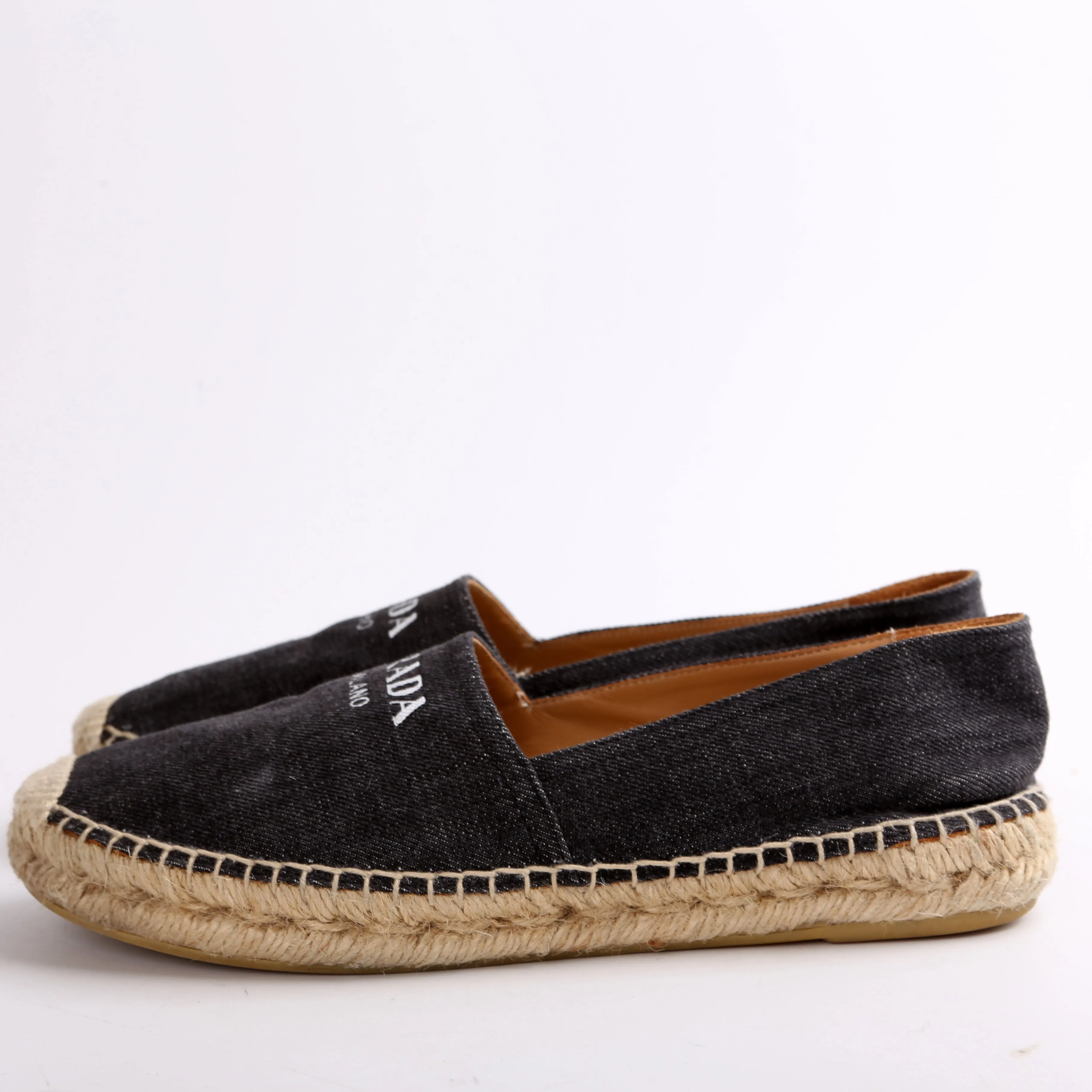Black Denim Logo Espadrilles Size 37