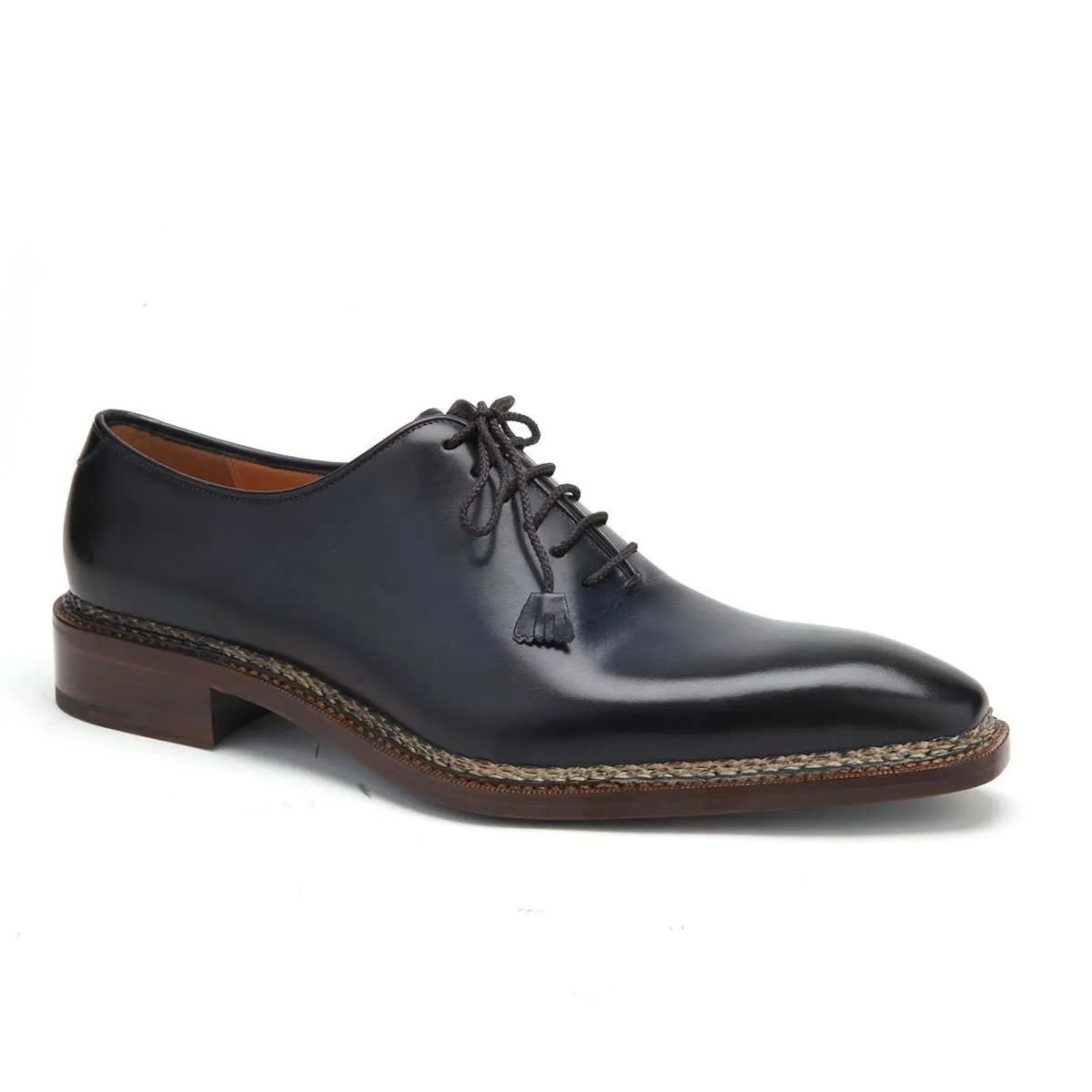 Caporicci 1400 Men's Luxury Italian Designer Shoes Blue Calf-Skin Leather Oxfords (CAP1037)