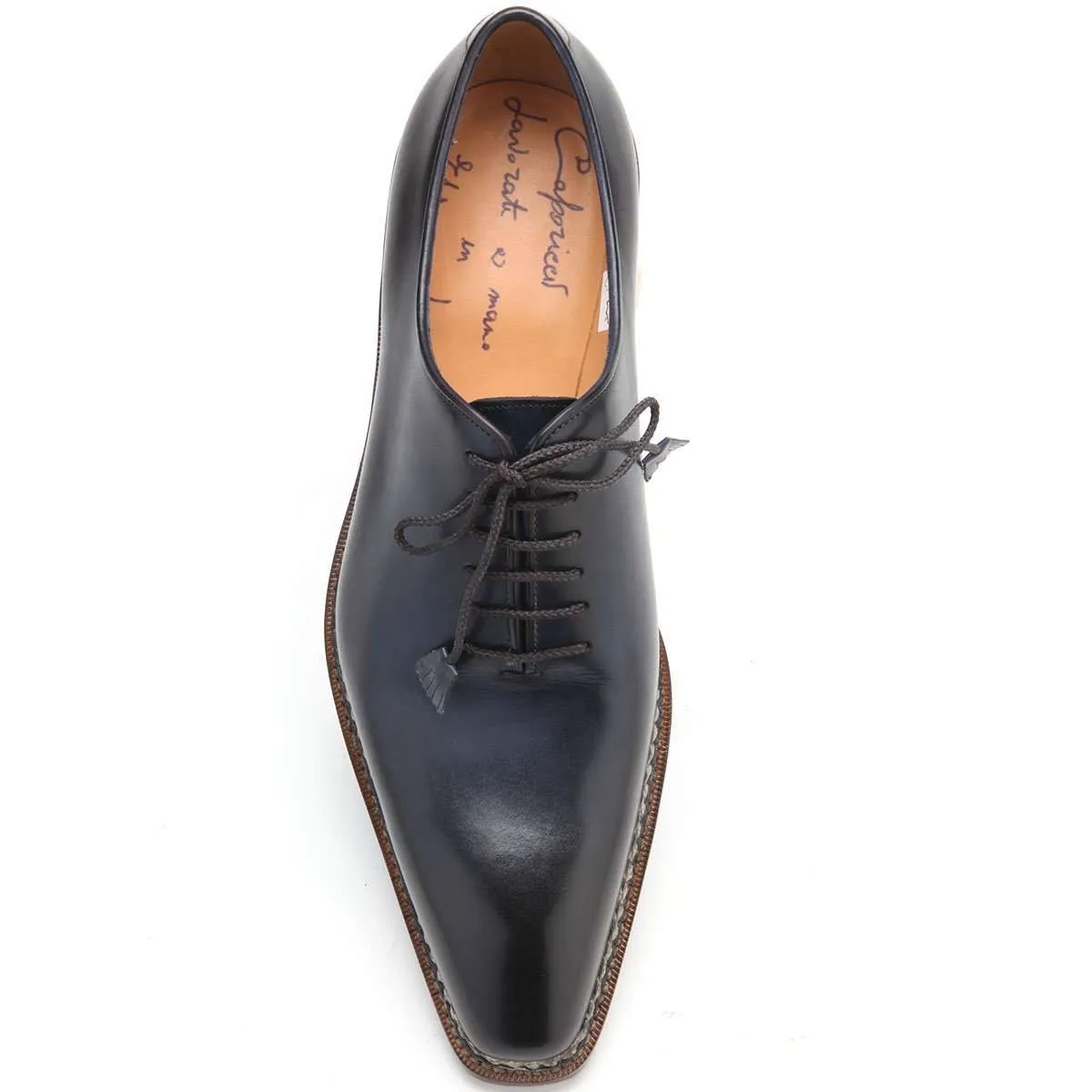 Caporicci 1400 Men's Luxury Italian Designer Shoes Blue Calf-Skin Leather Oxfords (CAP1037)
