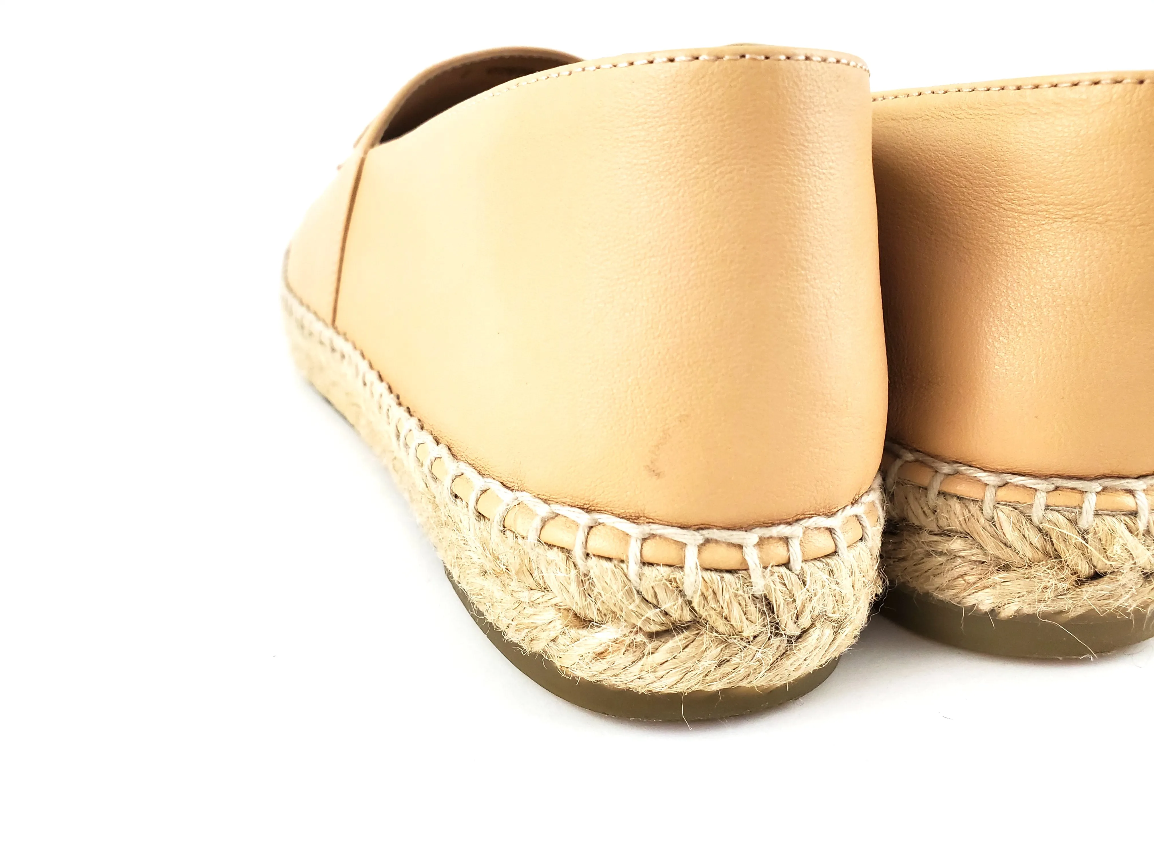 Chanel Beige Black Lambskin Round Toe Espadrilles 41