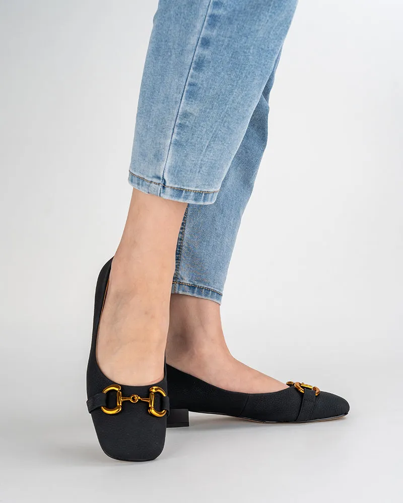 Classic Metal Decor Lychee Pattern Leisure Loafers