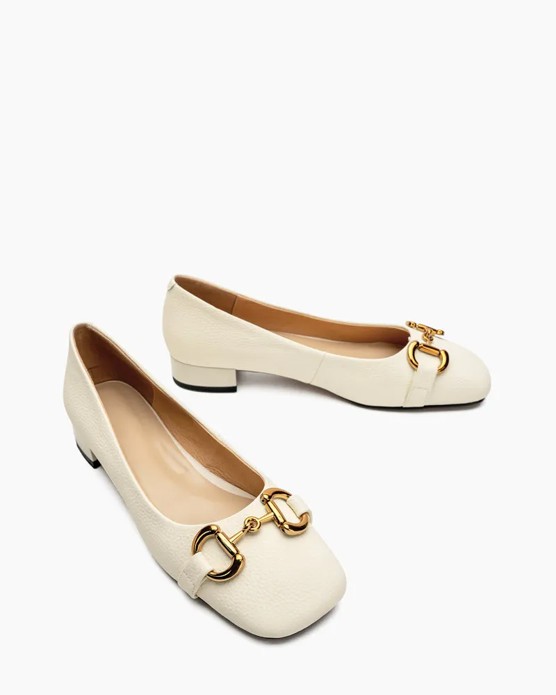 Classic Metal Decor Lychee Pattern Leisure Loafers