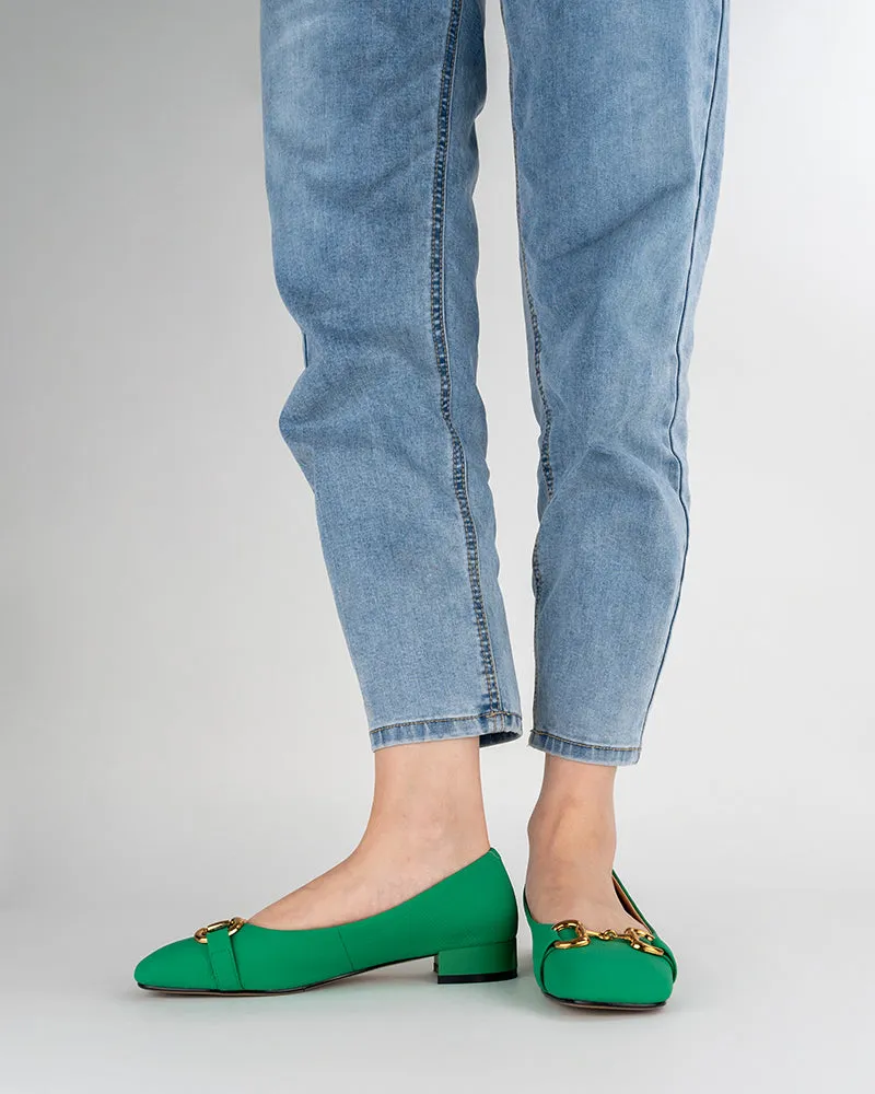 Classic Metal Decor Lychee Pattern Leisure Loafers