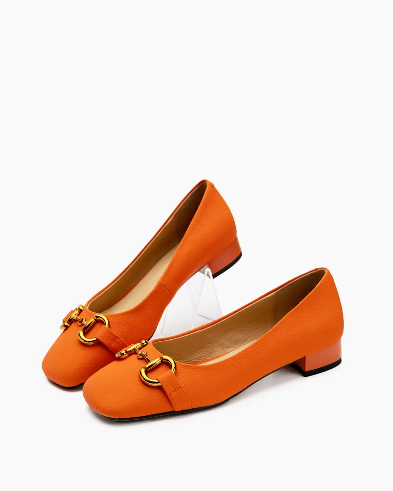 Classic Metal Decor Lychee Pattern Leisure Loafers