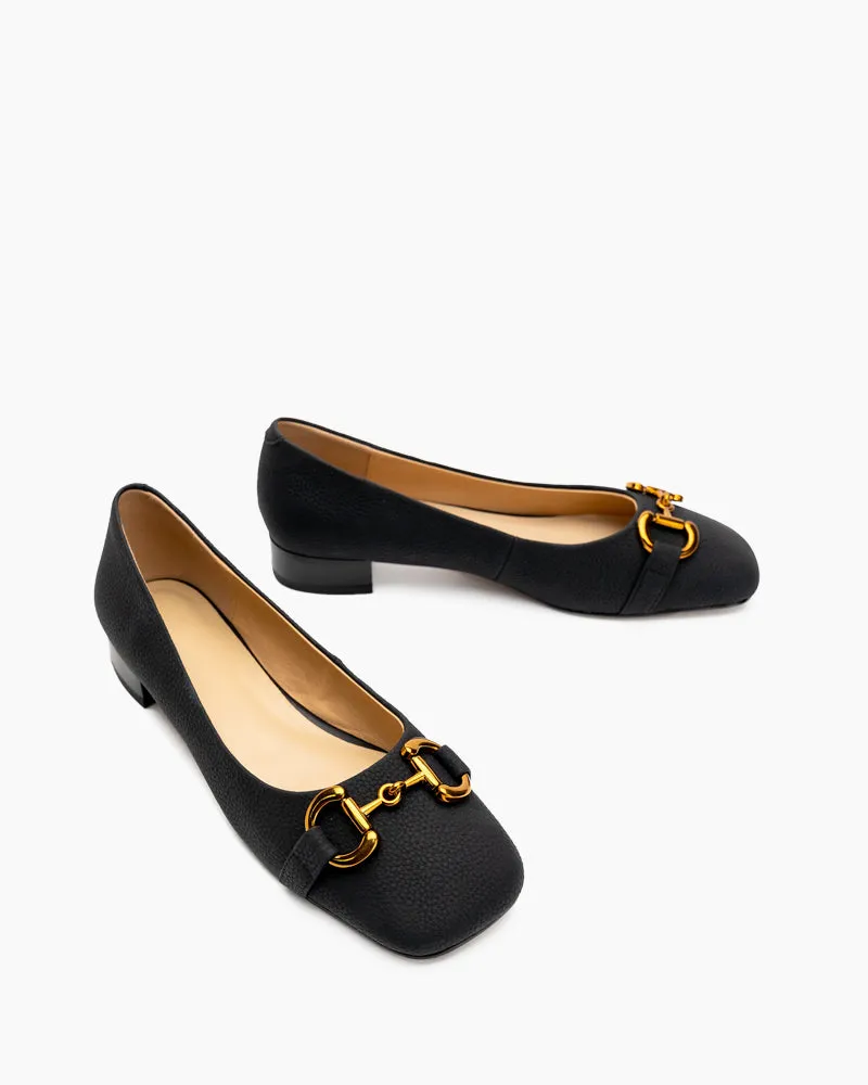 Classic Metal Decor Lychee Pattern Leisure Loafers