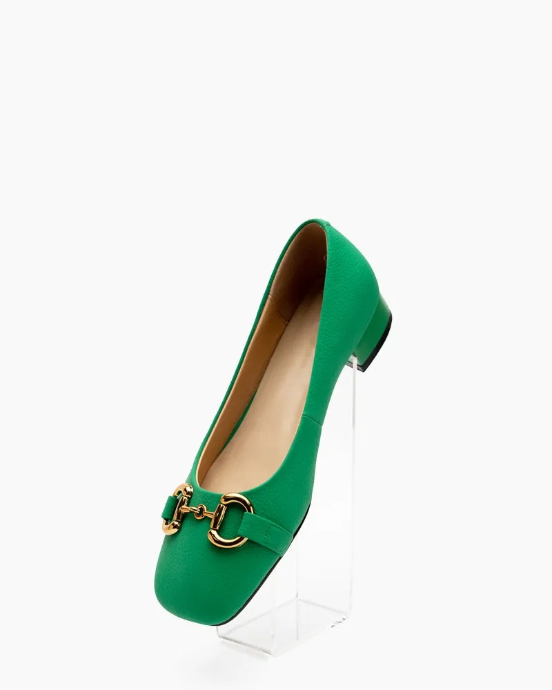 Classic Metal Decor Lychee Pattern Leisure Loafers