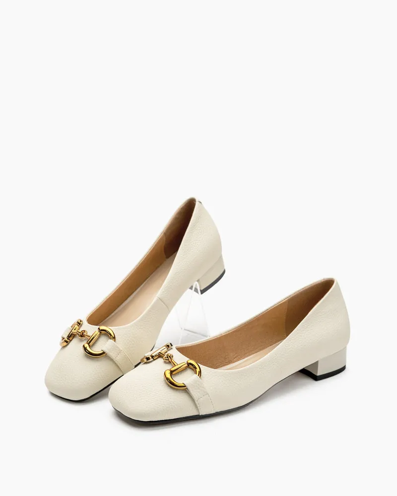 Classic Metal Decor Lychee Pattern Leisure Loafers