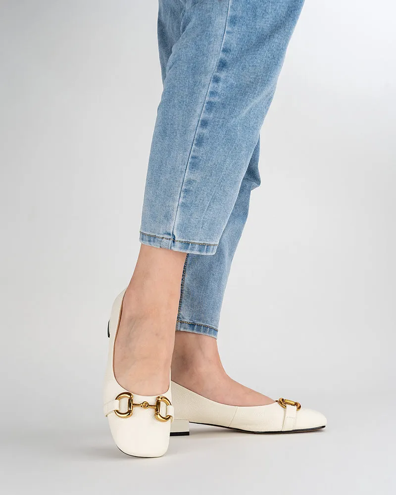 Classic Metal Decor Lychee Pattern Leisure Loafers