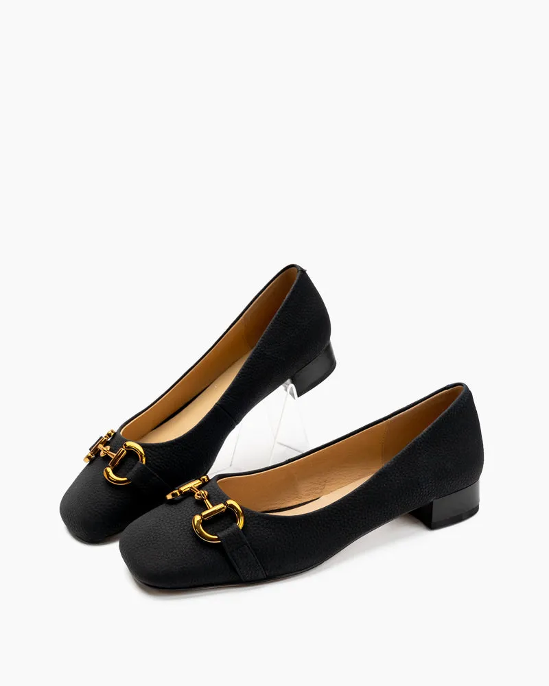Classic Metal Decor Lychee Pattern Leisure Loafers