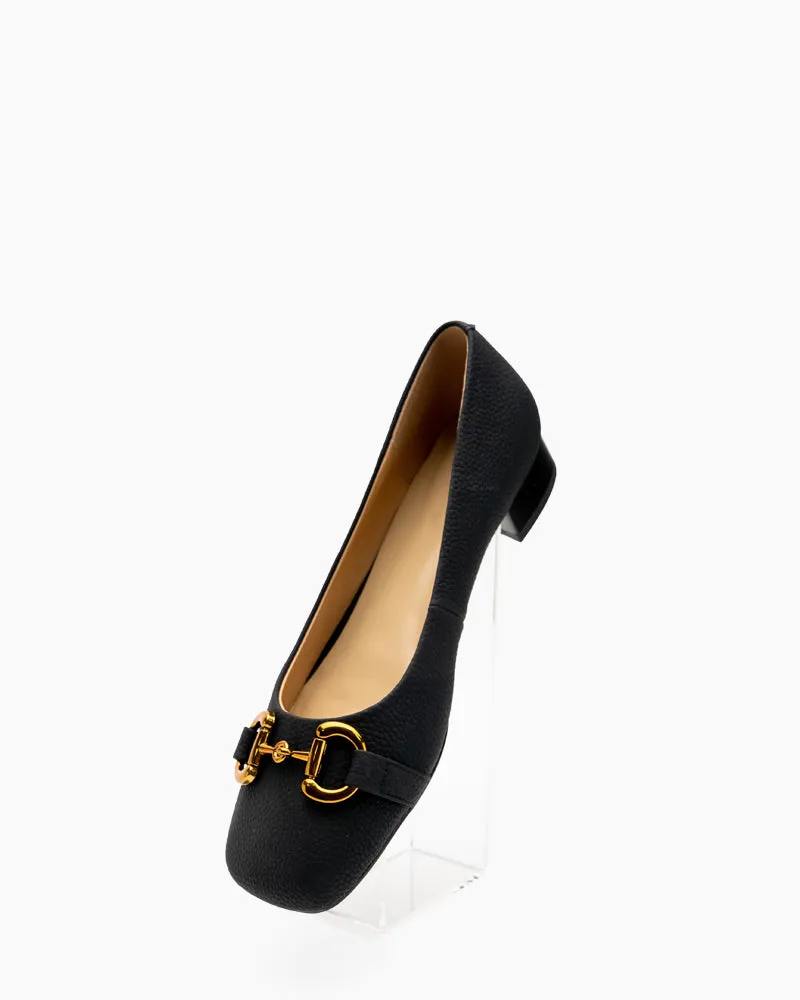 Classic Metal Decor Lychee Pattern Leisure Loafers