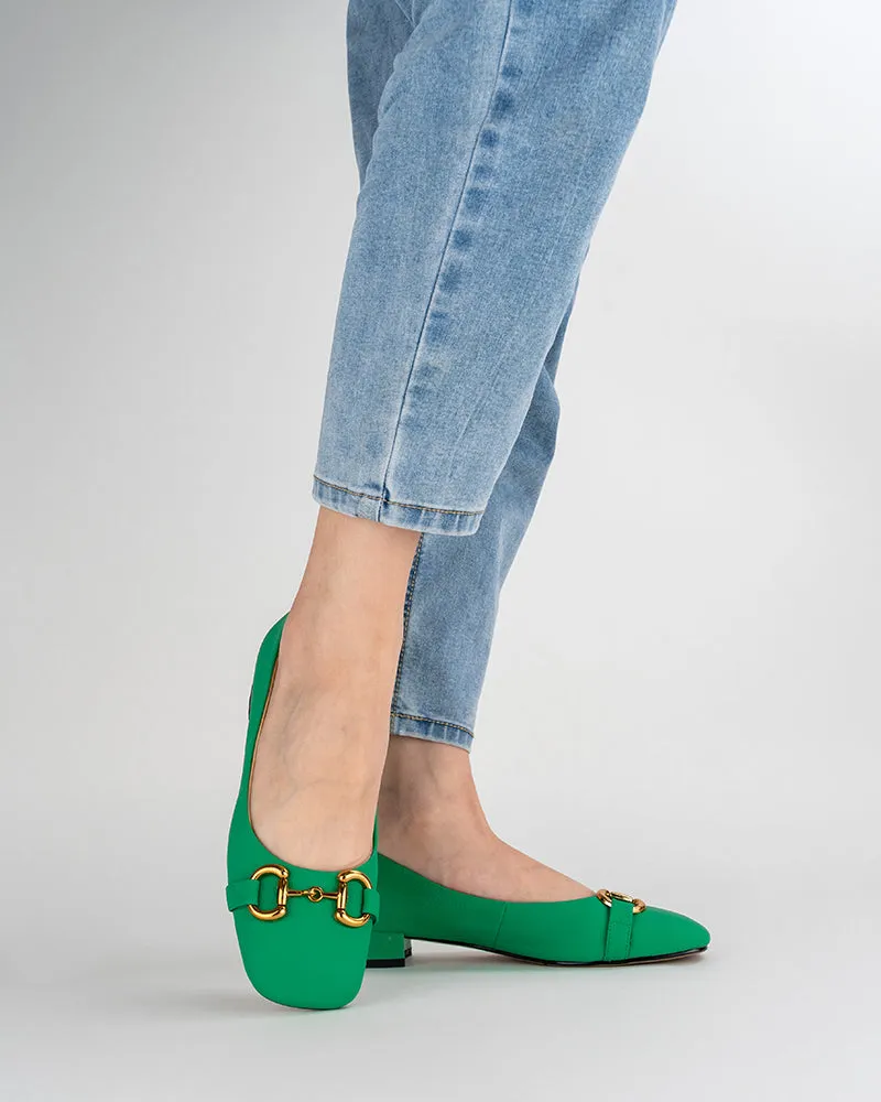 Classic Metal Decor Lychee Pattern Leisure Loafers