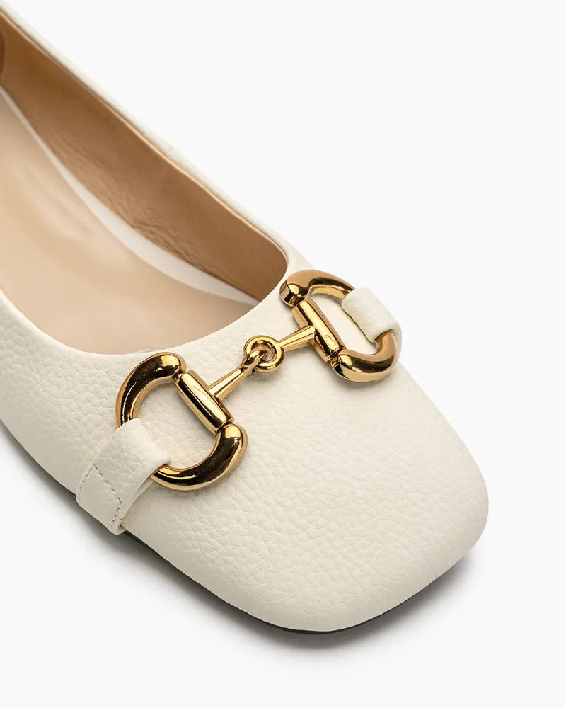 Classic Metal Decor Lychee Pattern Leisure Loafers