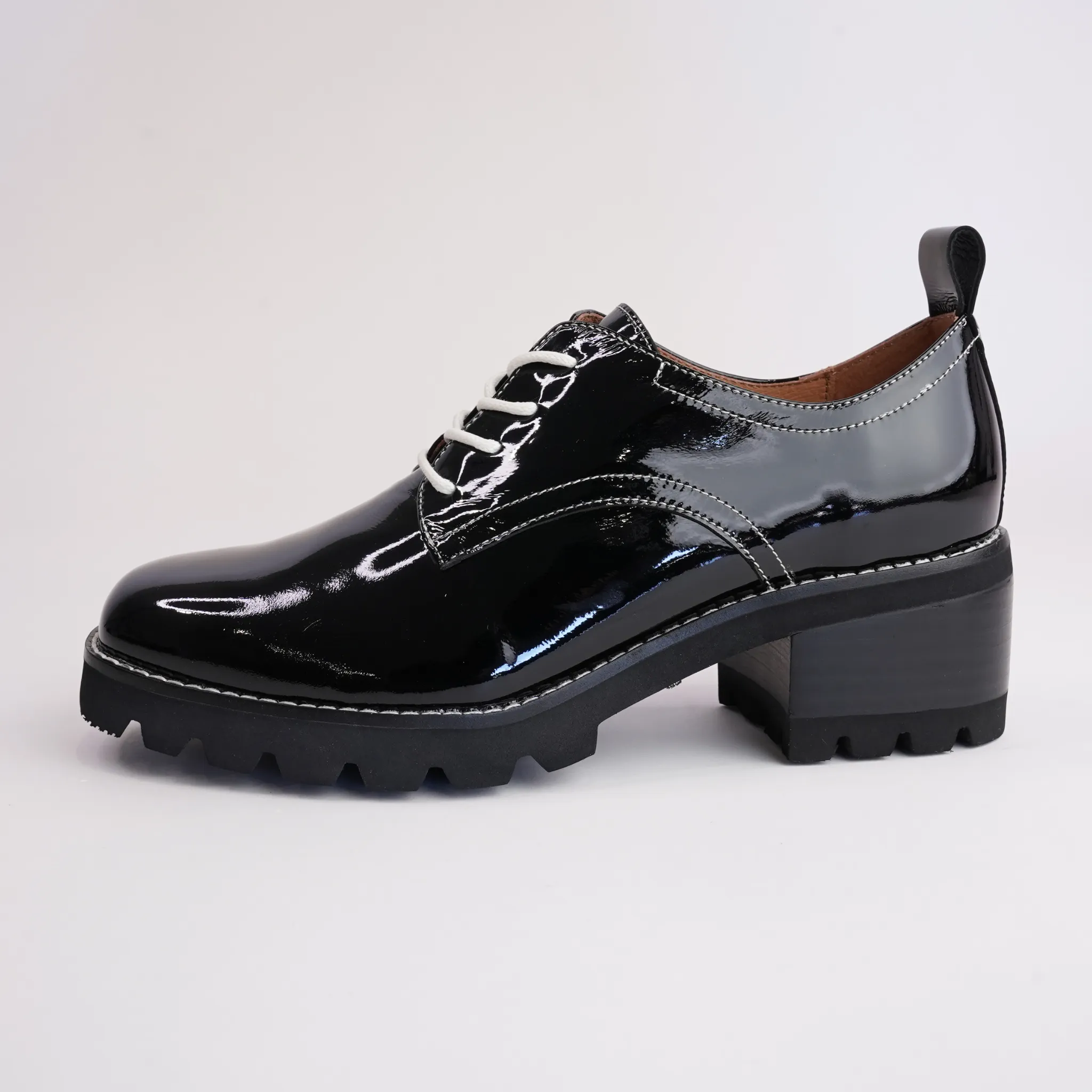 Daya Black Patent Leather Heeled Loafers