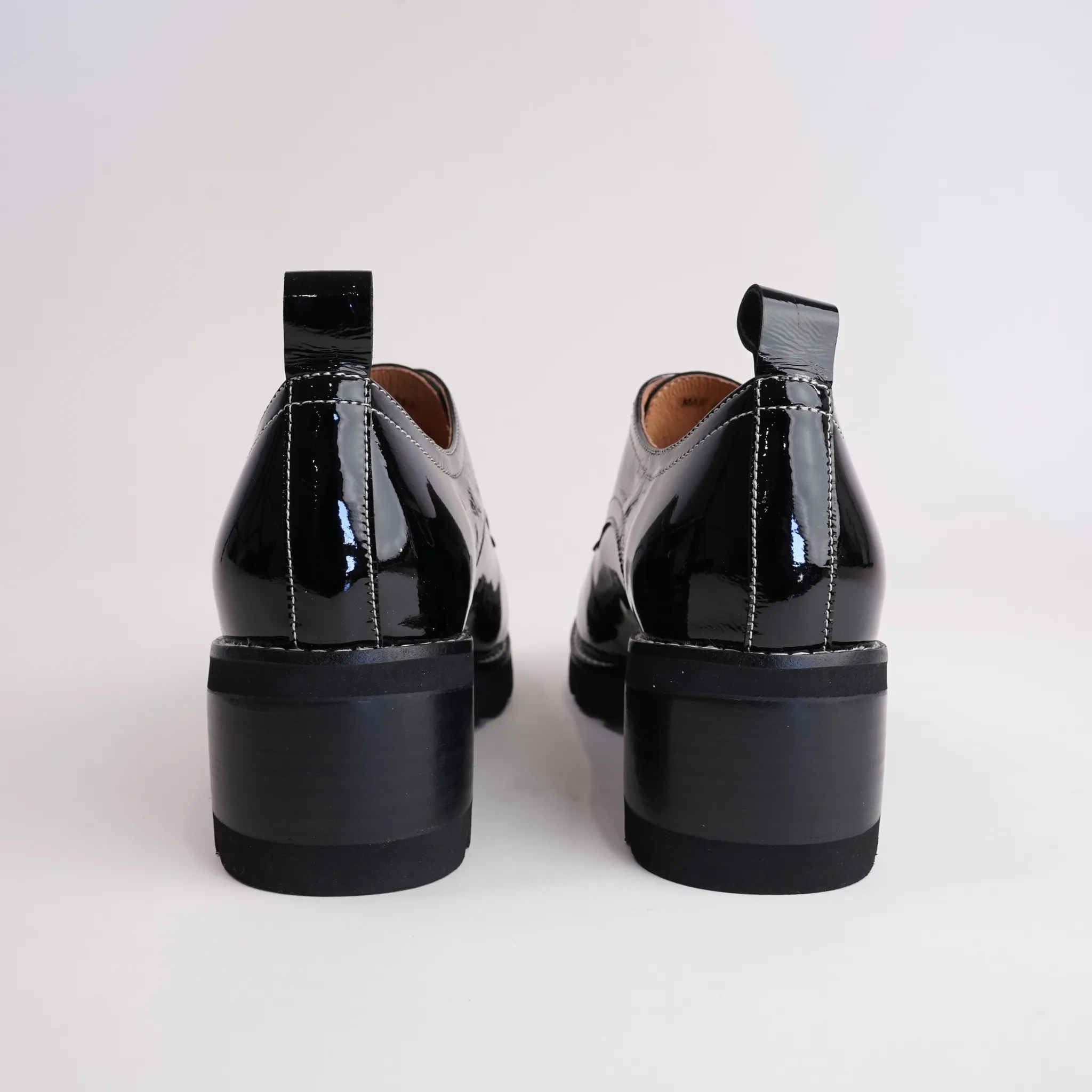 Daya Black Patent Leather Heeled Loafers