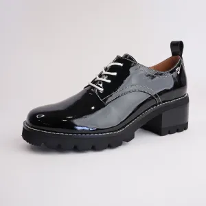 Daya Black Patent Leather Heeled Loafers
