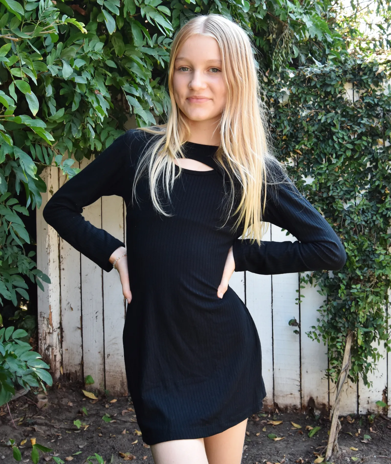 FBZ Girls Open Neck Rib Dress