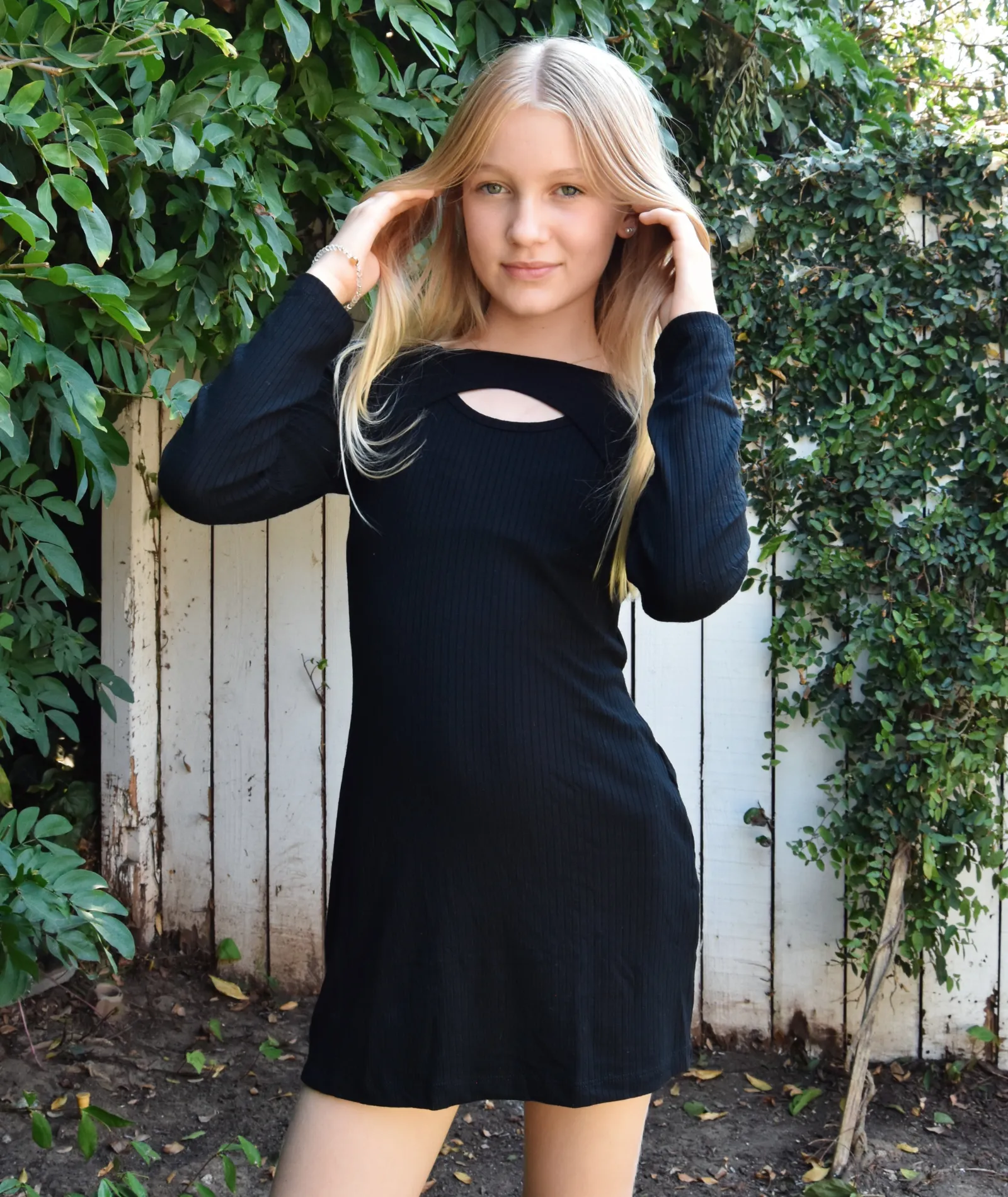 FBZ Girls Open Neck Rib Dress