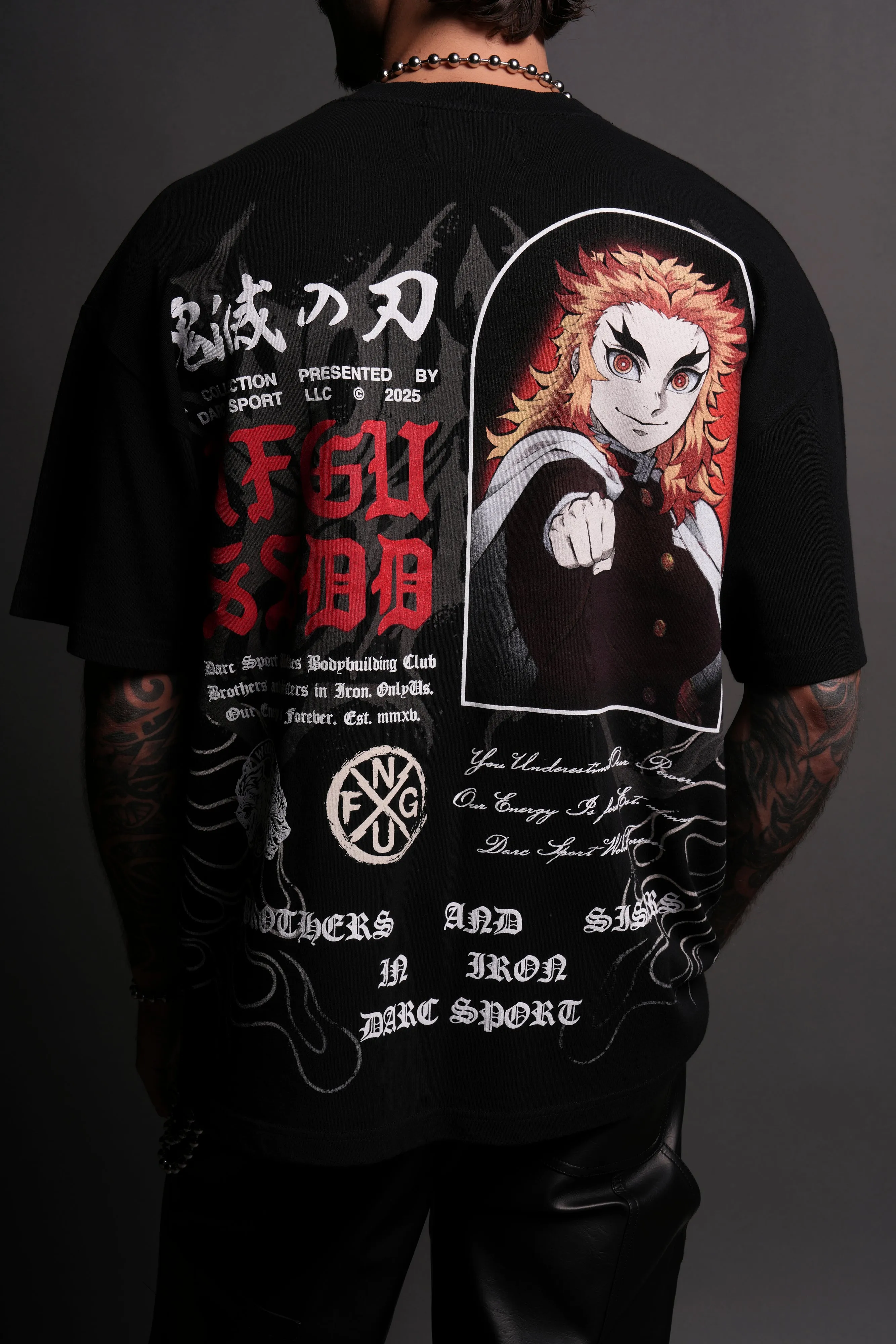 Flame Pillar "Premium" Oversized Tee in Black