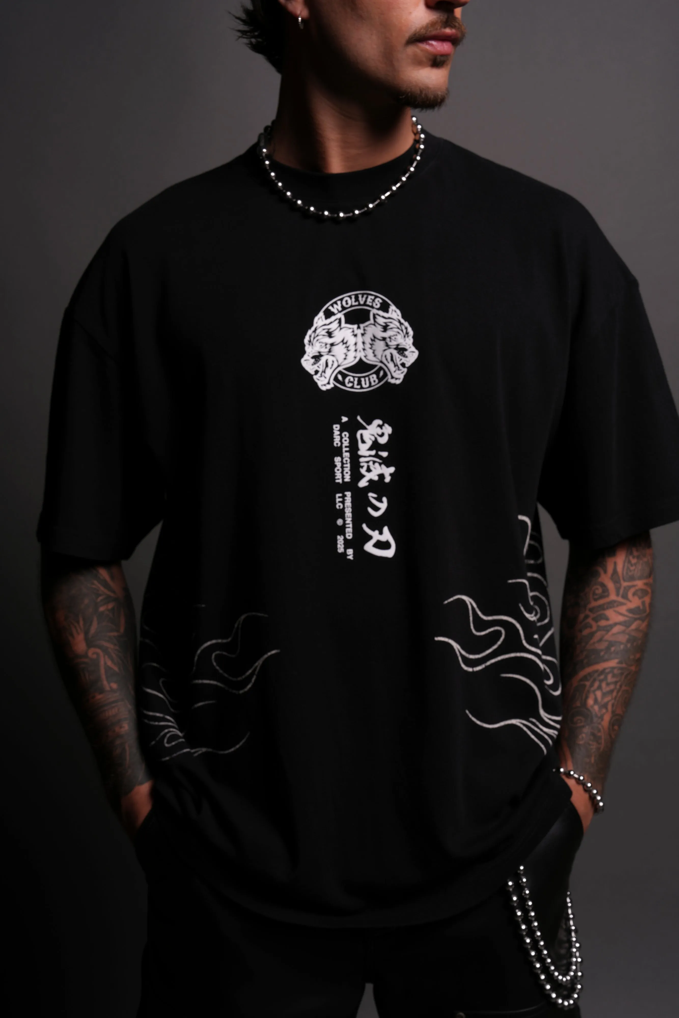 Flame Pillar "Premium" Oversized Tee in Black