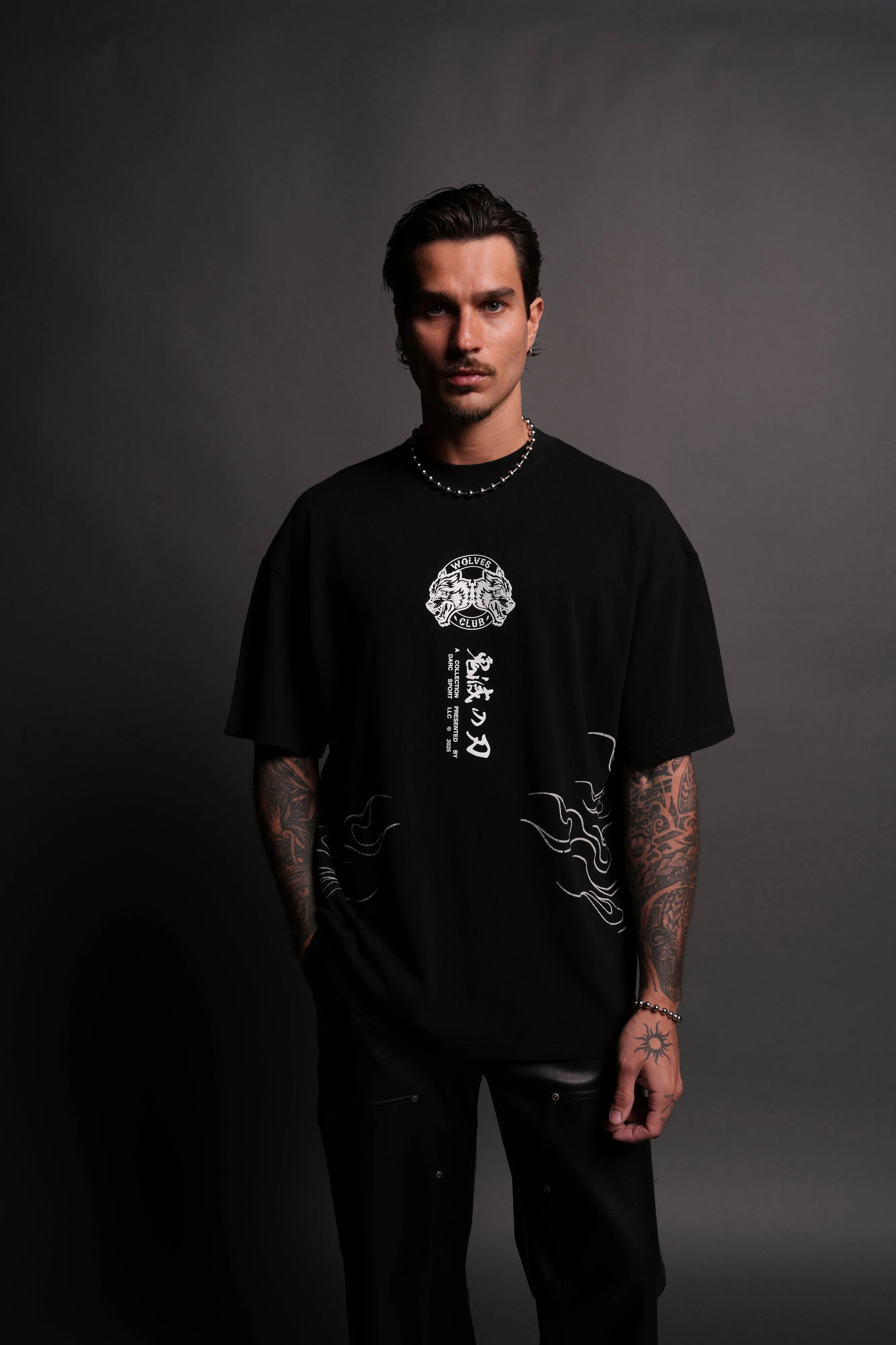 Flame Pillar "Premium" Oversized Tee in Black