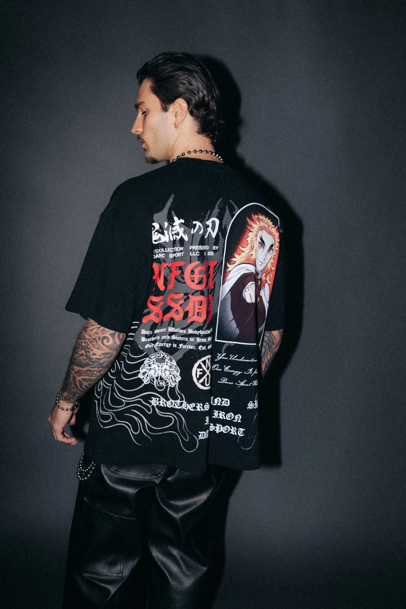 Flame Pillar "Premium" Oversized Tee in Black