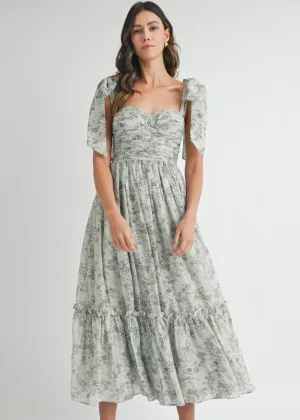 GEMMA FLORAL RUCHED MIDI DRESS