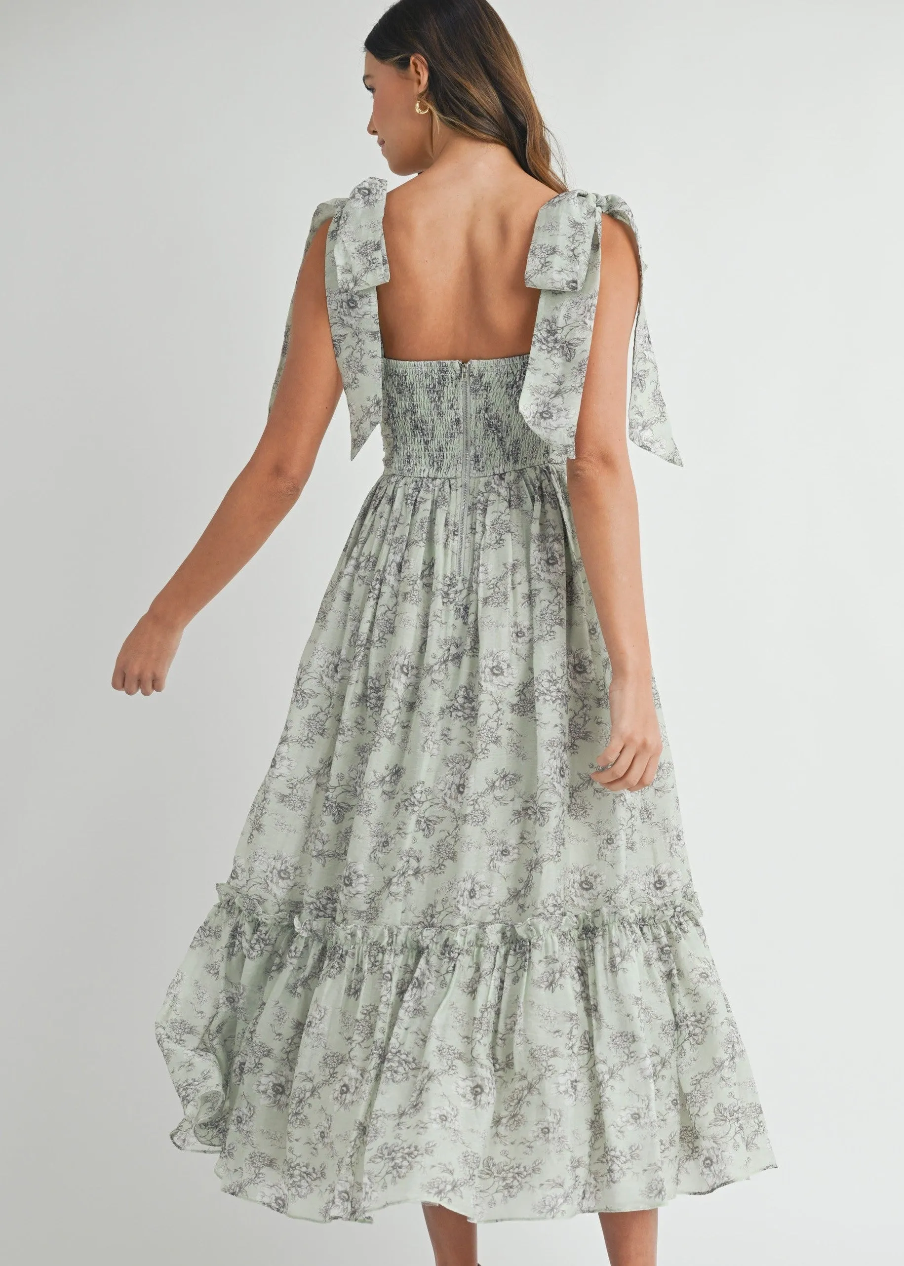 GEMMA FLORAL RUCHED MIDI DRESS