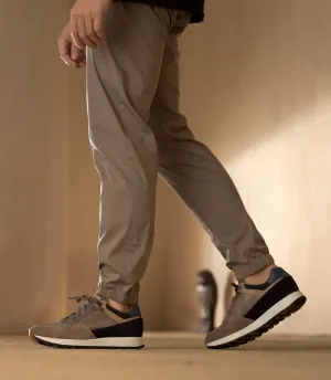 Grey Suede and Navy Leather Tavua Lace Up Running Sneaker Shoes