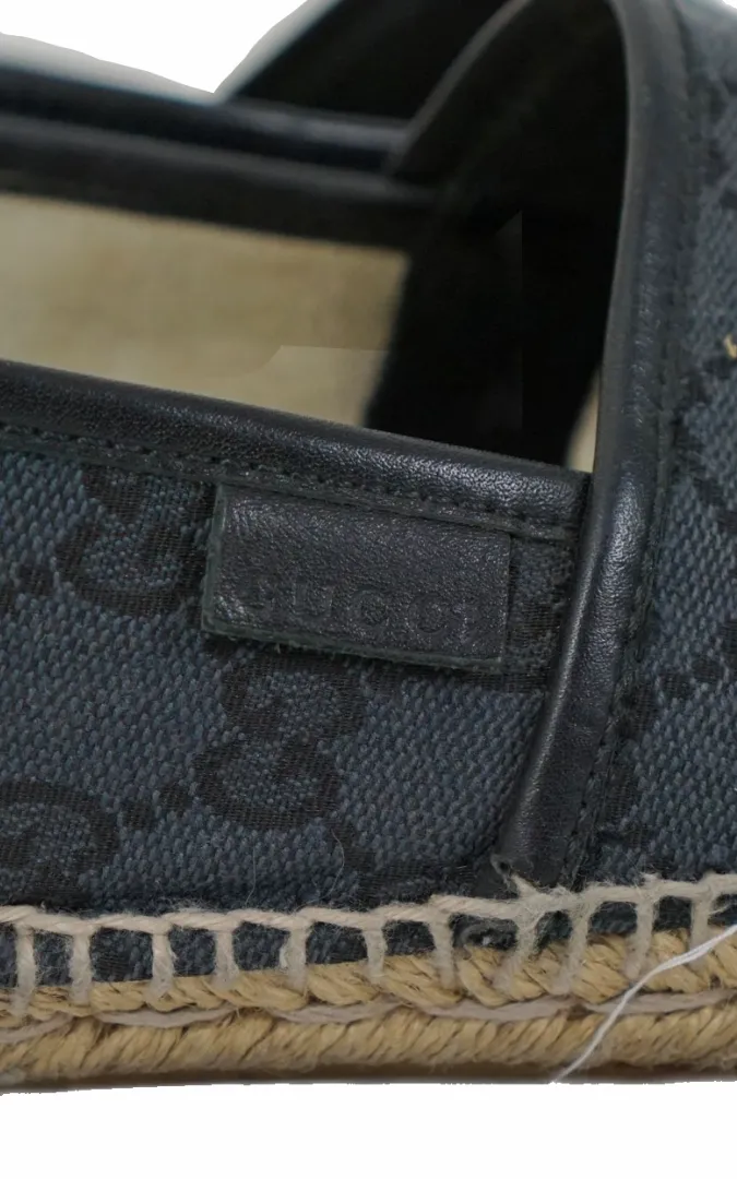 GUCCI GG Logo Monogram Black Espadrilles