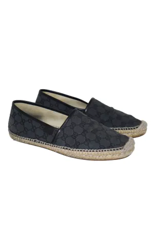 GUCCI GG Logo Monogram Black Espadrilles
