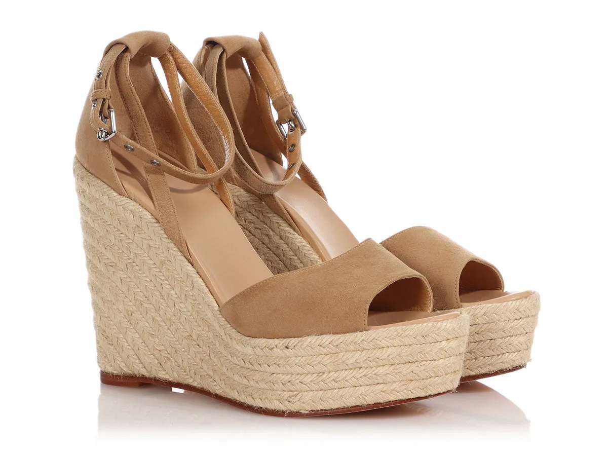 Hermès Brown Suede Wedge Espadrilles