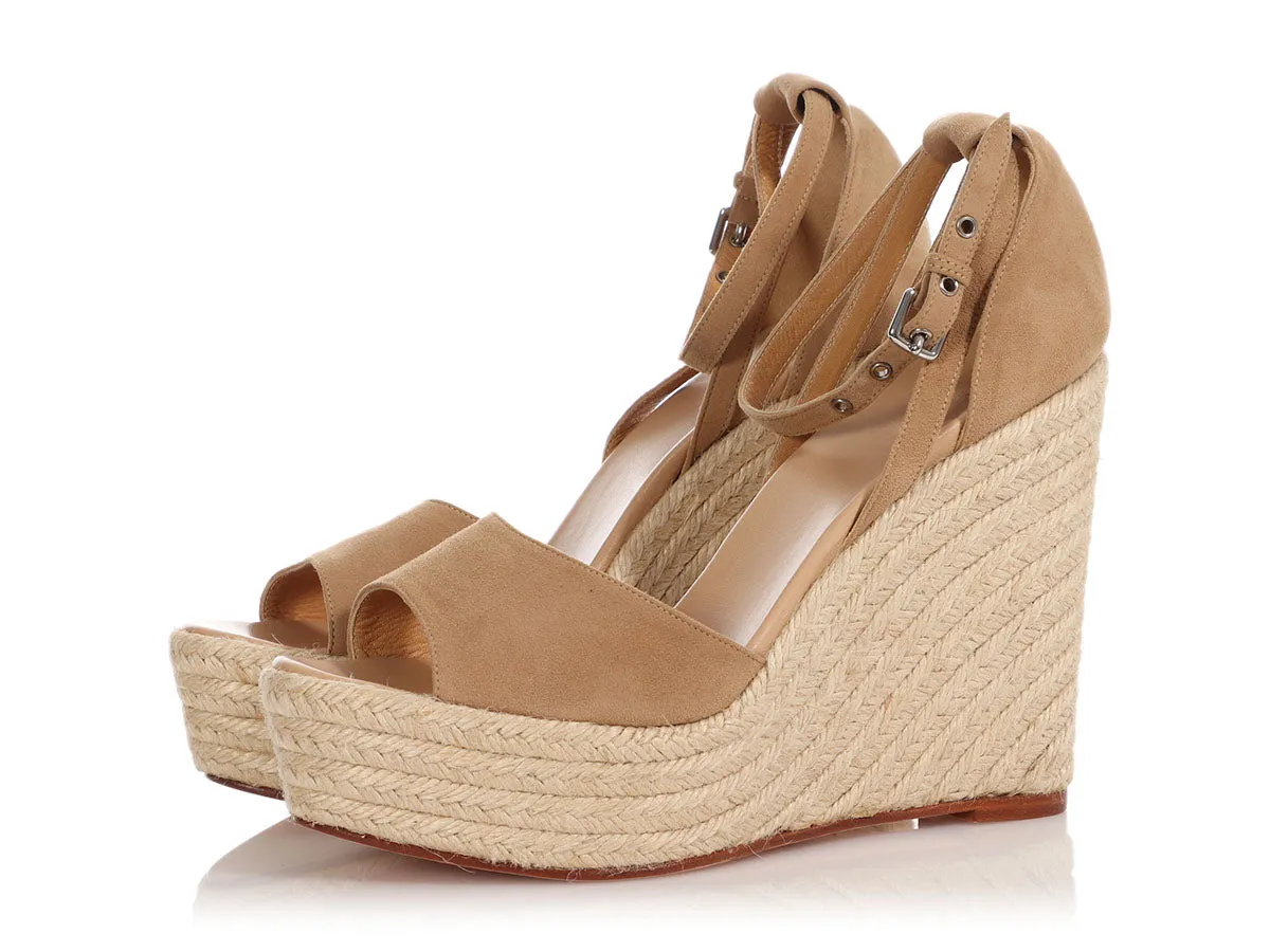 Hermès Brown Suede Wedge Espadrilles