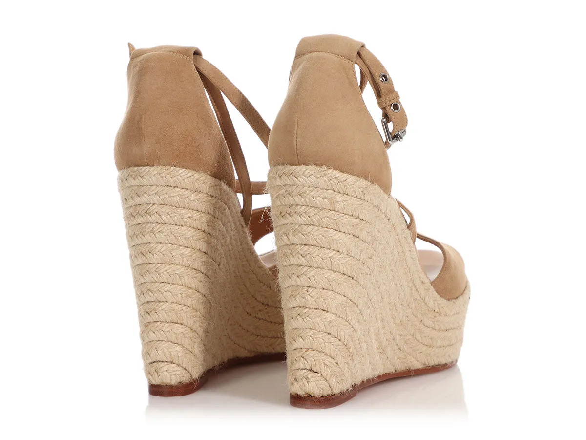 Hermès Brown Suede Wedge Espadrilles