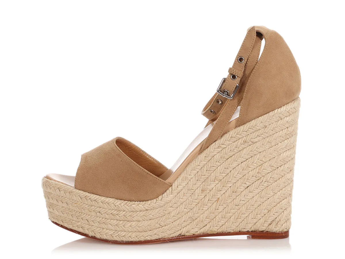 Hermès Brown Suede Wedge Espadrilles