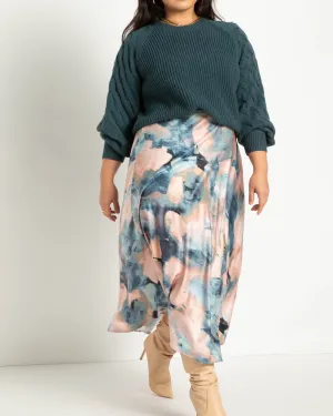 Lexi Spring Romance Satin Midi Skirt | Azure Blue / Pink