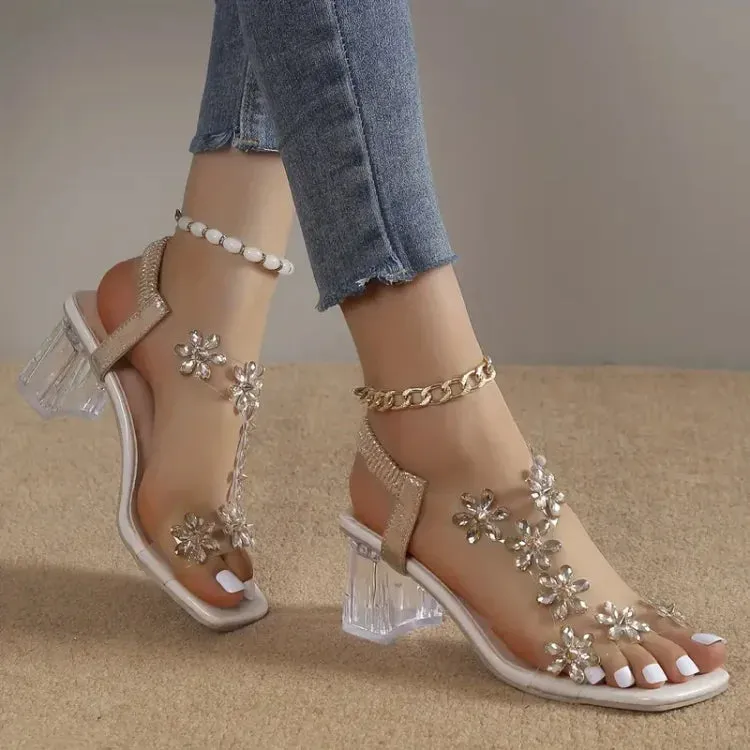 Lily™ | Rhinestone Floral Heel Sandals