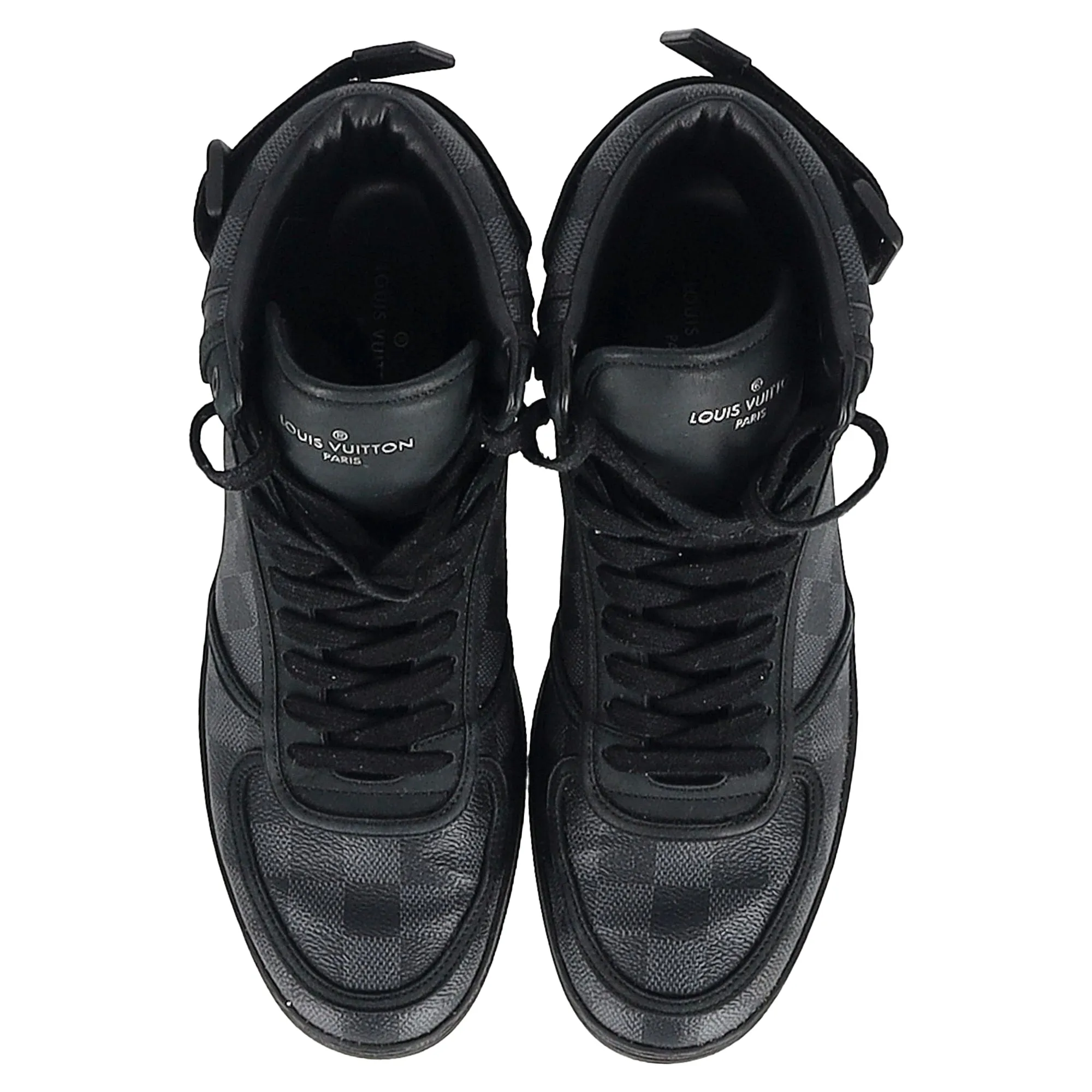 Louis Vuitton Damier Rivoli Hight Top Sneakers in Black Coated Canvas