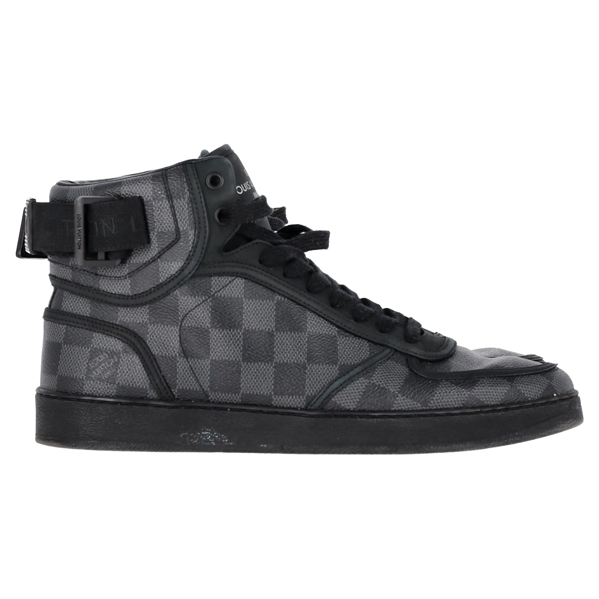 Louis Vuitton Damier Rivoli Hight Top Sneakers in Black Coated Canvas