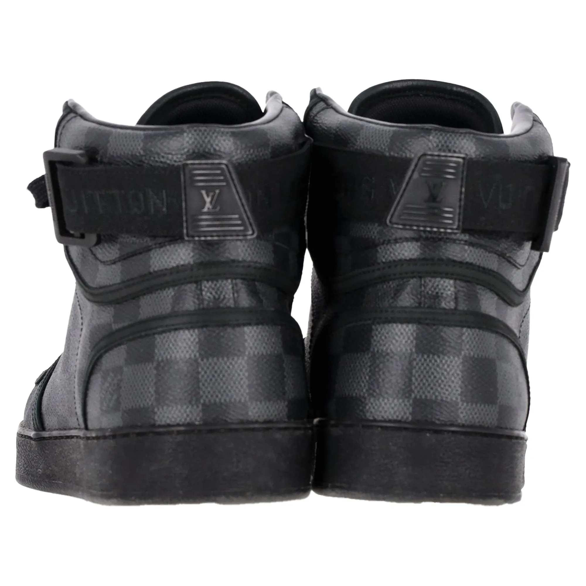Louis Vuitton Damier Rivoli Hight Top Sneakers in Black Coated Canvas