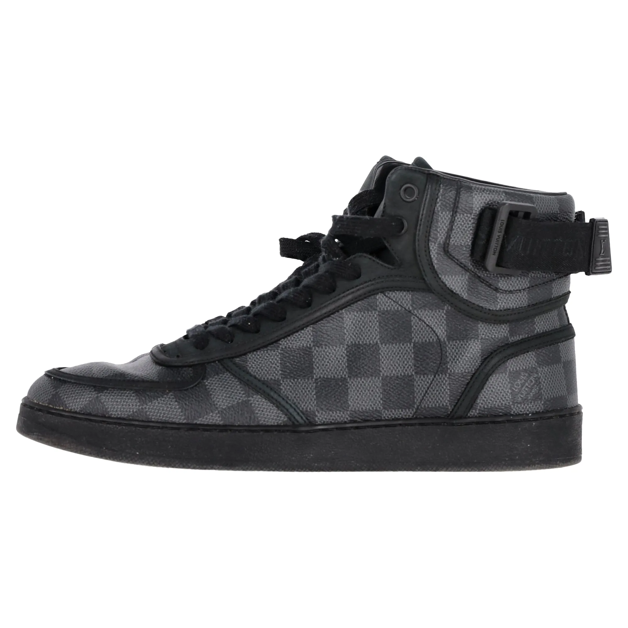 Louis Vuitton Damier Rivoli Hight Top Sneakers in Black Coated Canvas