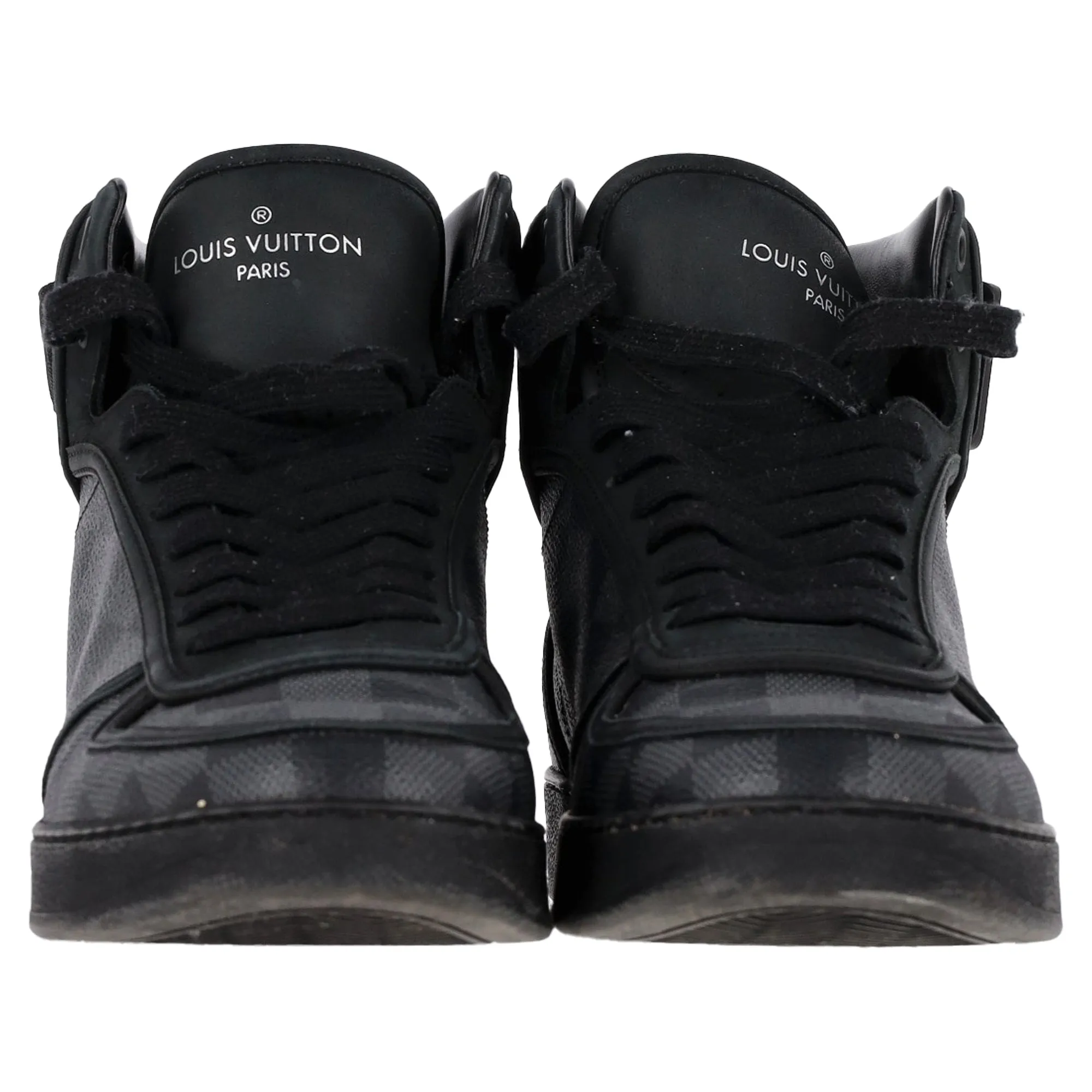 Louis Vuitton Damier Rivoli Hight Top Sneakers in Black Coated Canvas